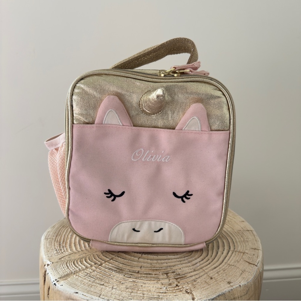 Pottery Barn Kids Emily & Meritt Blush Unicorn “OLIVIA” Lunch Box
